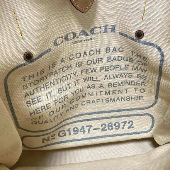 Auth COACH - 26972 Cream Pink Multi Canvas Tote Bag - Picture 8 of 12